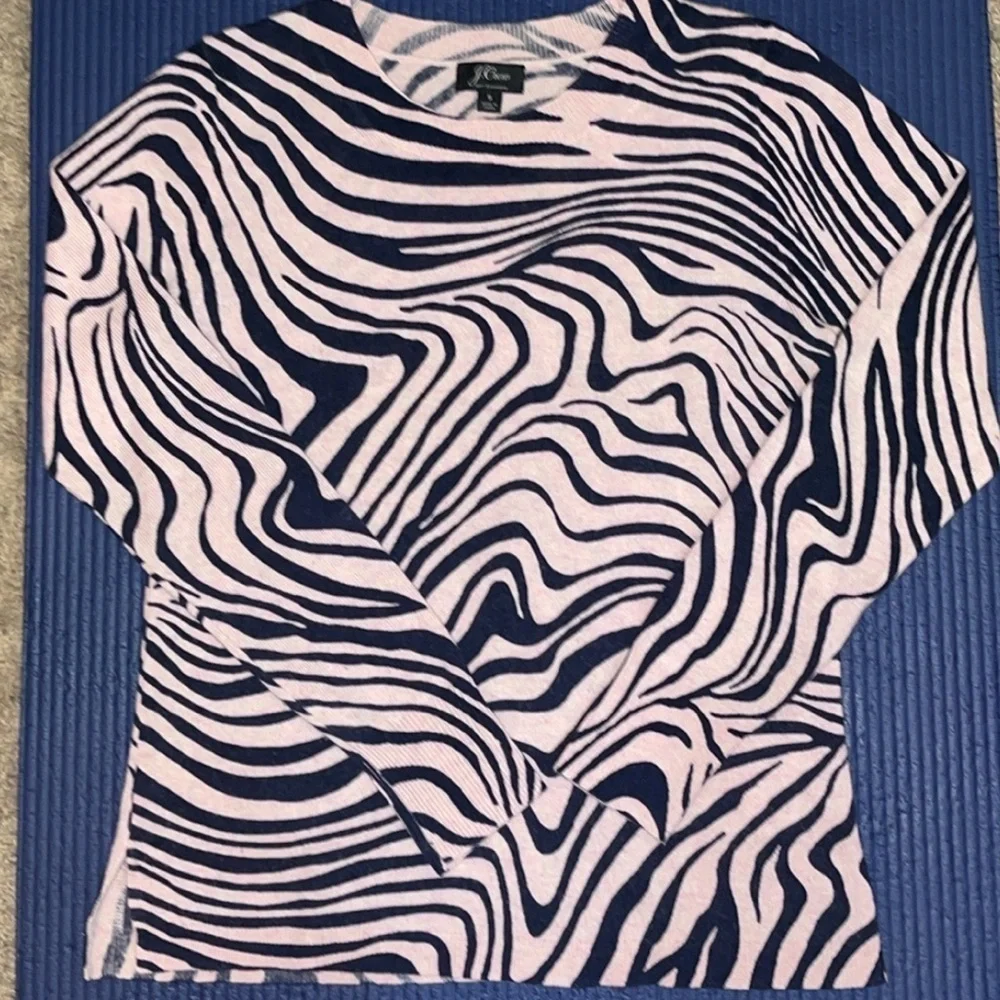 J.Crew Everyday Long Sleeve Cashmere Zebra Print Pink/Blue Sweater Sz. S